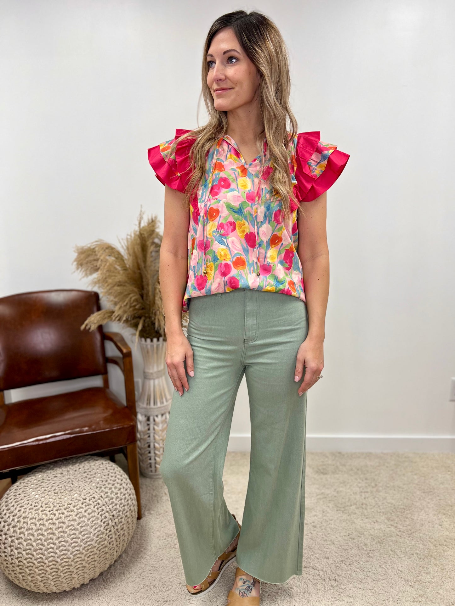 The Evie Floral Ruffled Top