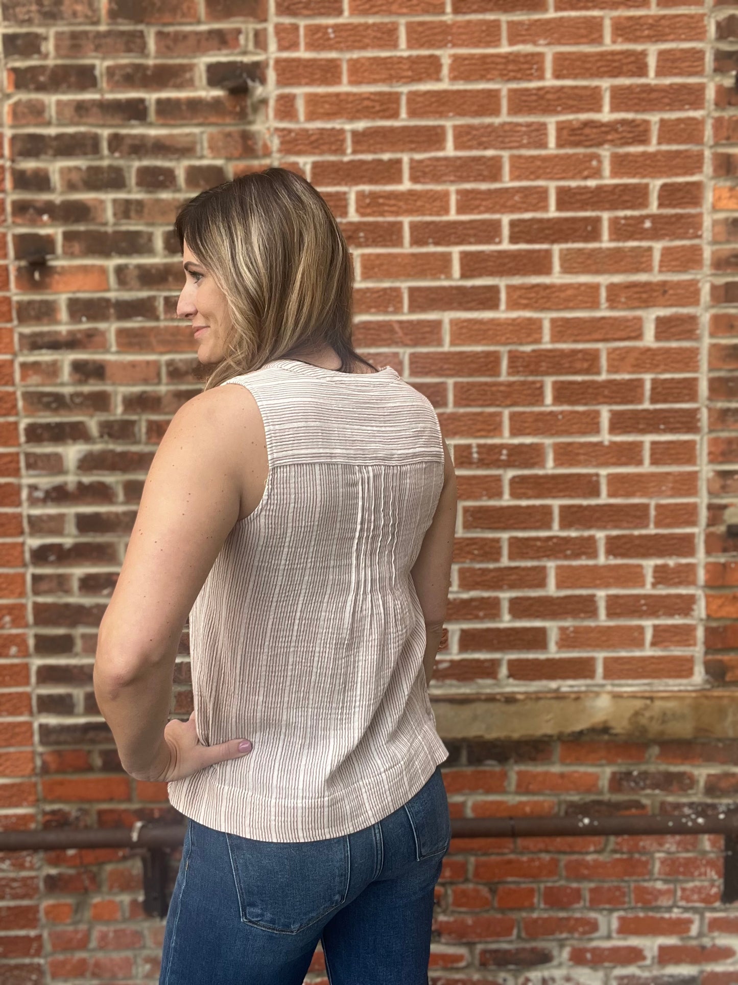 The Nyra Gauze Button Up Tank