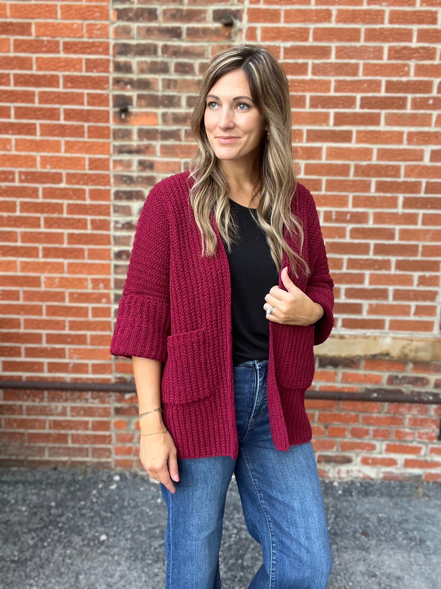 The Omi Wine Oversized Knitted Cardigan