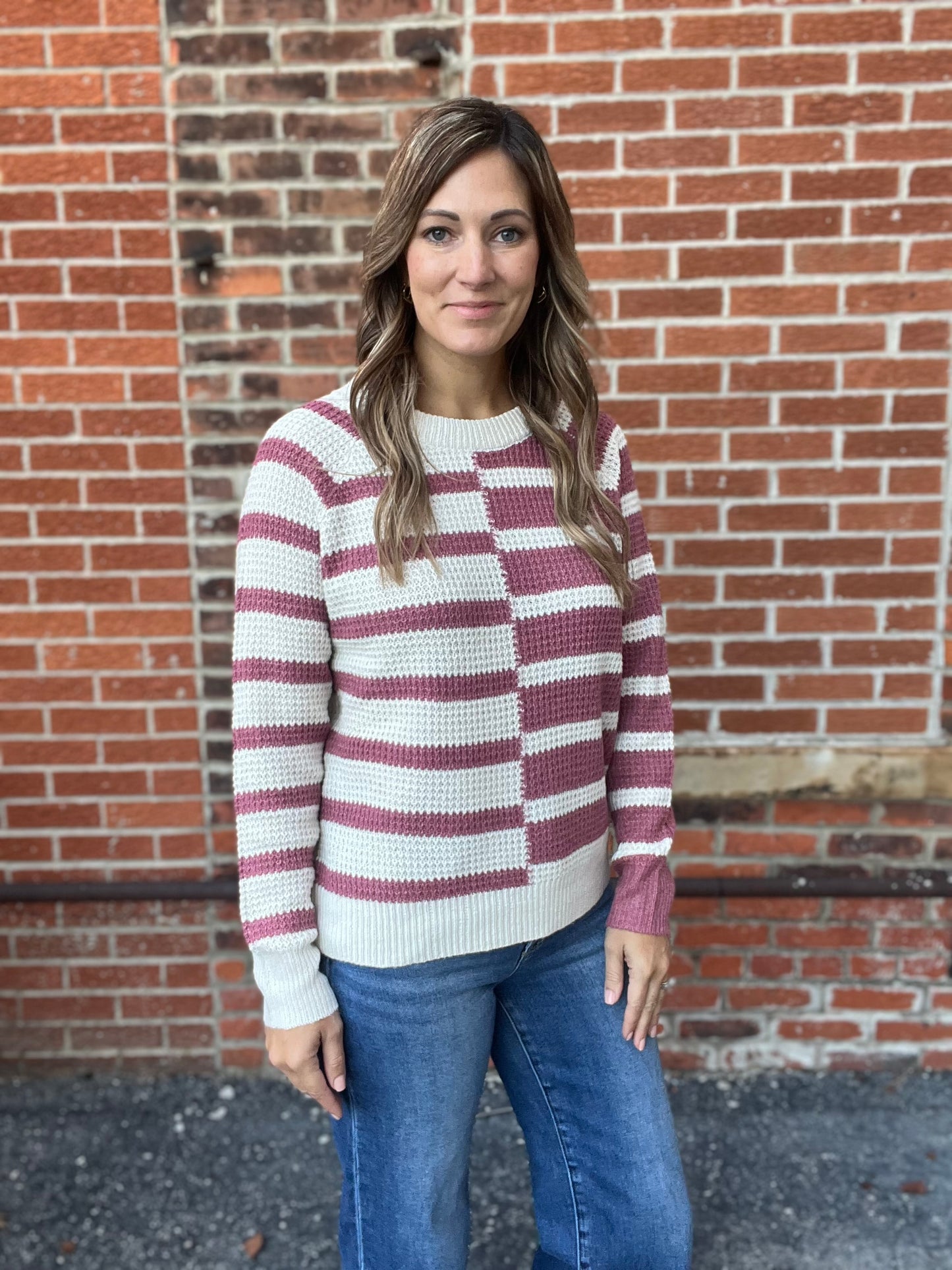 The Vanna Rose Color Block Striped Sweater