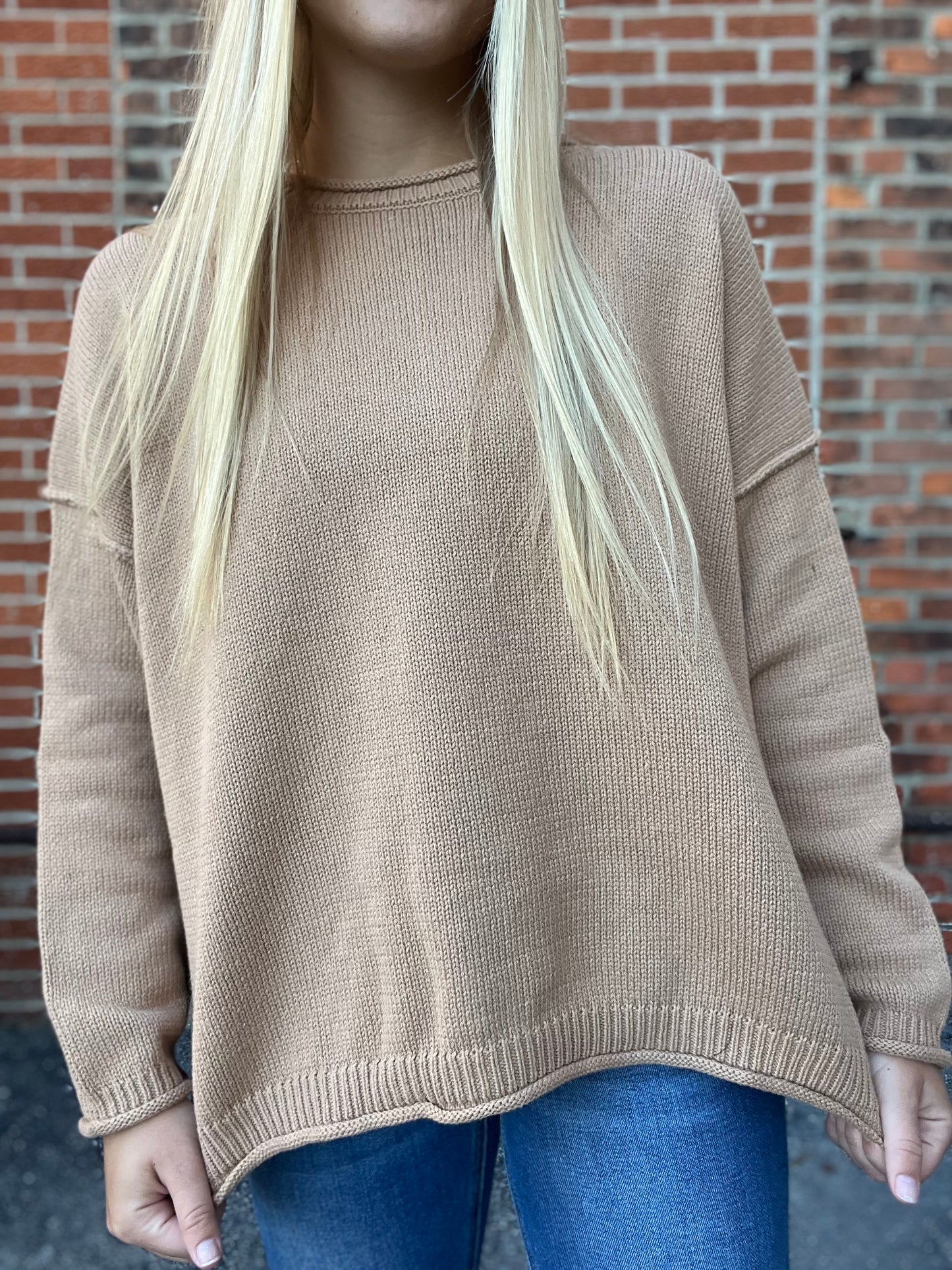 The Jane Tan Raw Edge Long Sleeve Sweater