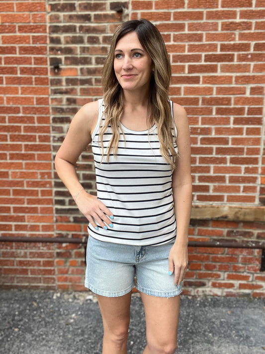The Mave Fitted Striped Tank Top