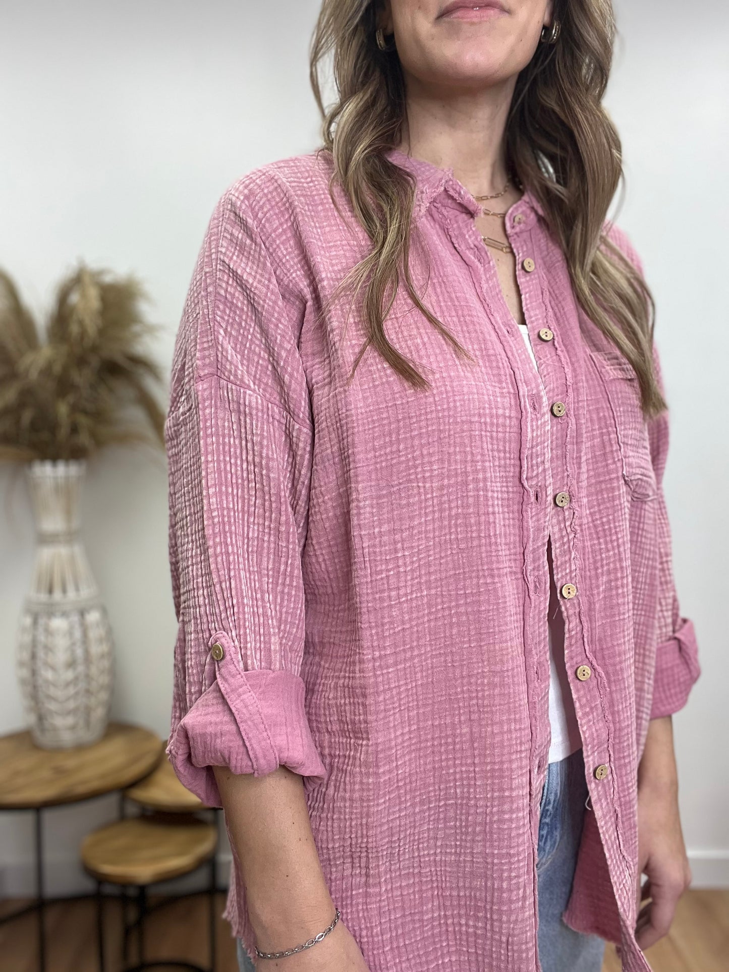 The Sedona Summer Gauze Button Up