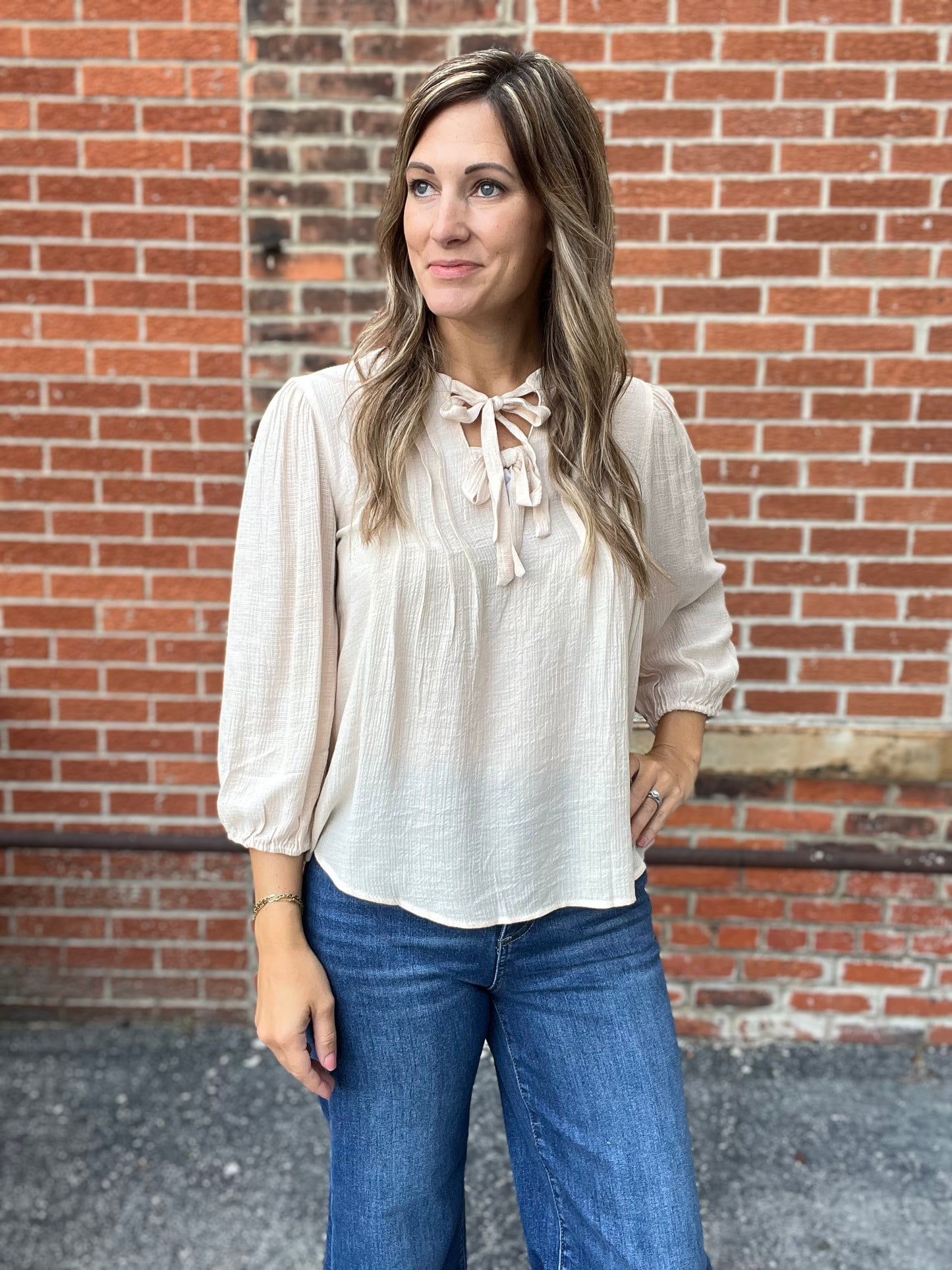 The Swayer Front Tie Pleated Top