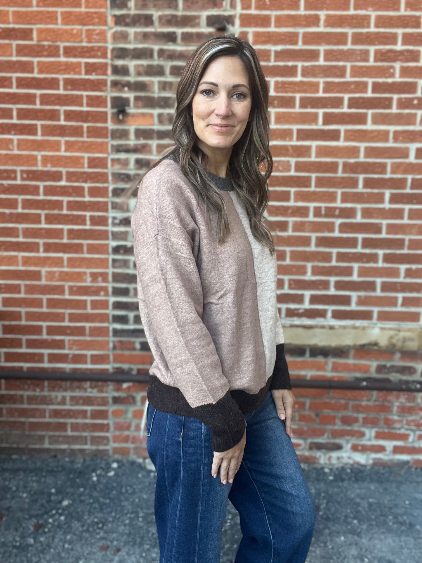 The Marlowe ColorBlock Long Sleeve Knit Sweater