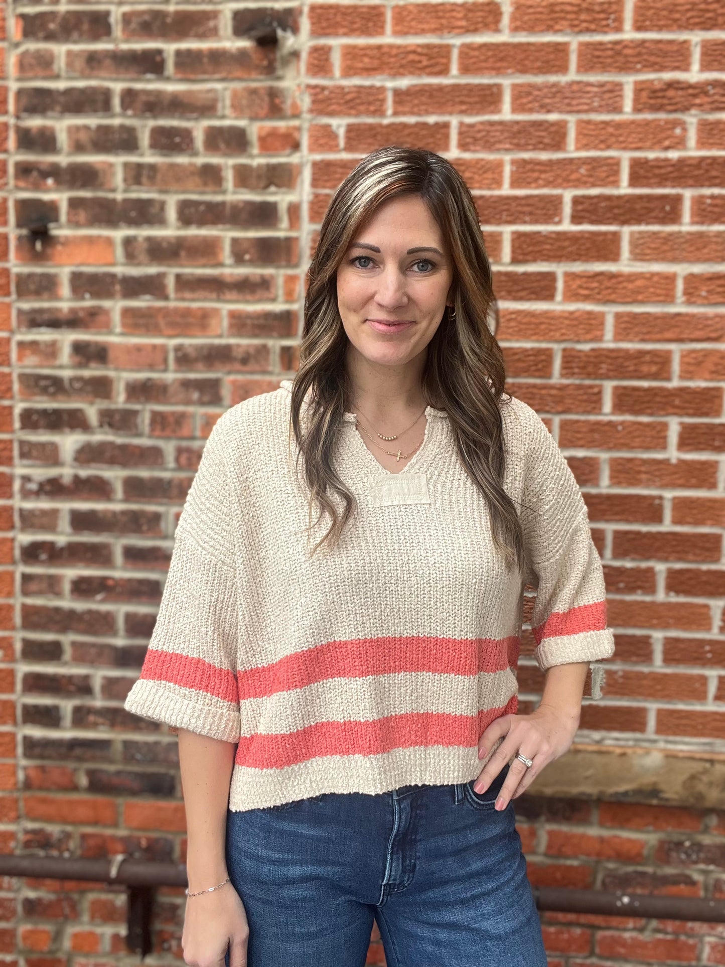 The Kota Sunset Striped Cropped Sweater