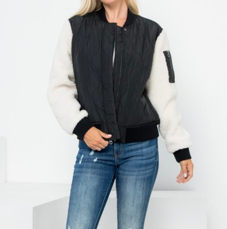 The Quilted Mia Sherpa Bomber Jacket