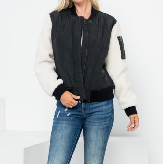 The Quilted Mia Sherpa Bomber Jacket