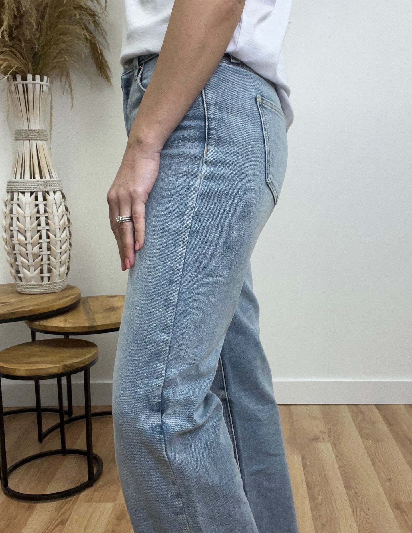 The Kaleb High Rise Wide Straight Leg Jeans