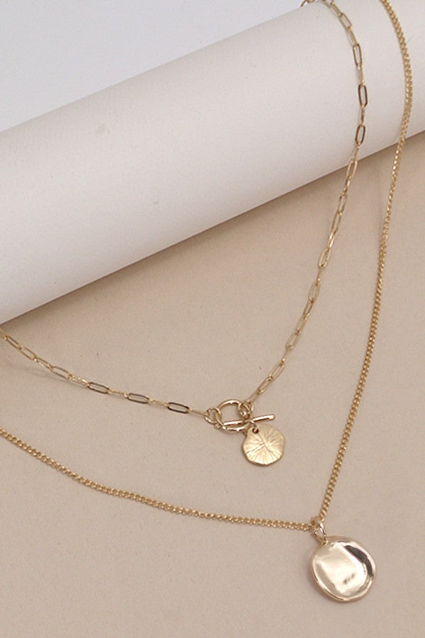 Double Layer Circle Drop Necklace