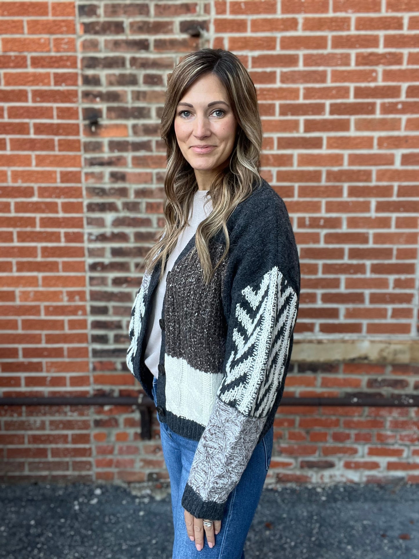 The Stevie Patchwork Cable Knit Cardigan