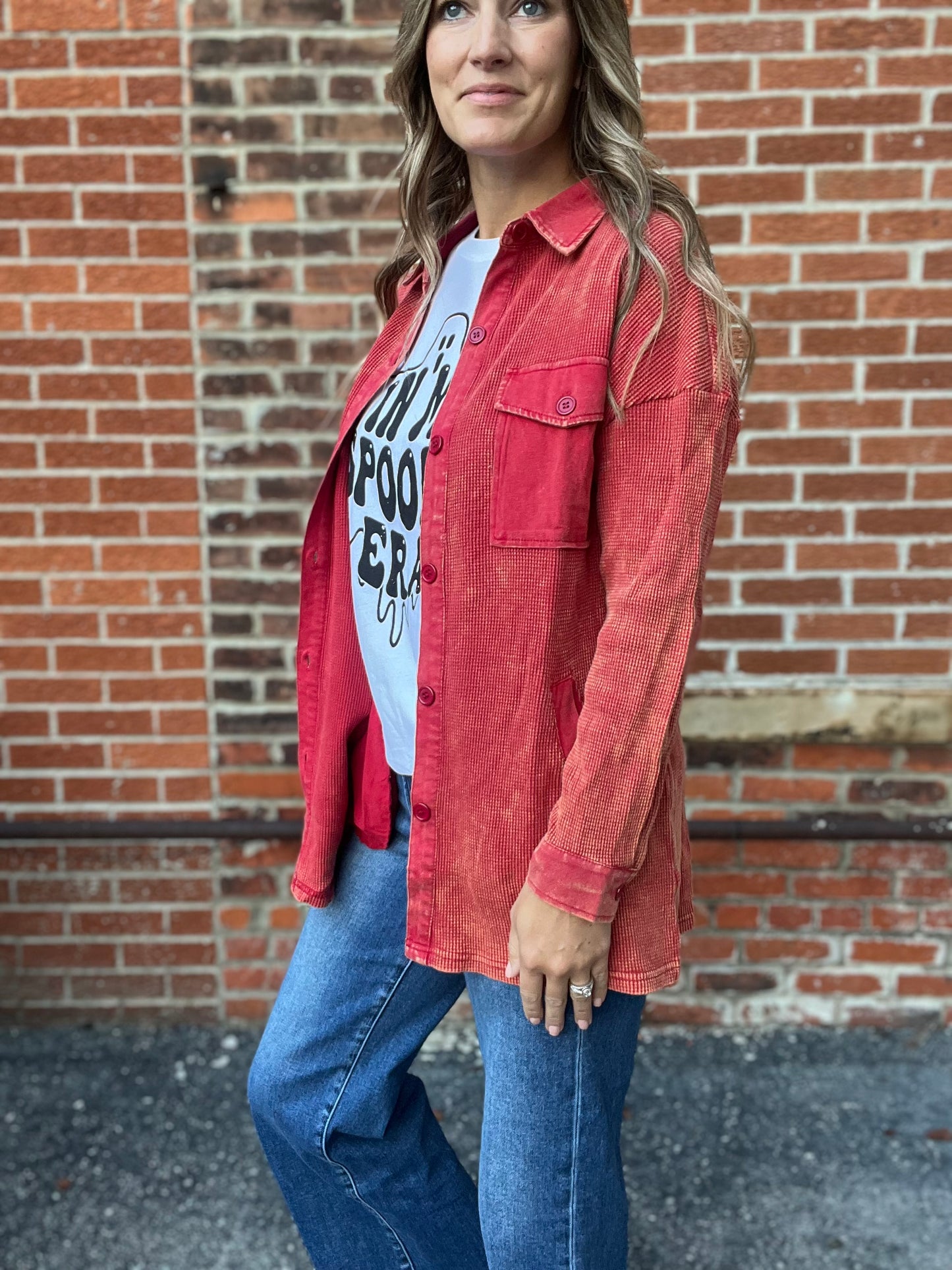 The Milo Thermal Mineral Wash Button Down Shacket