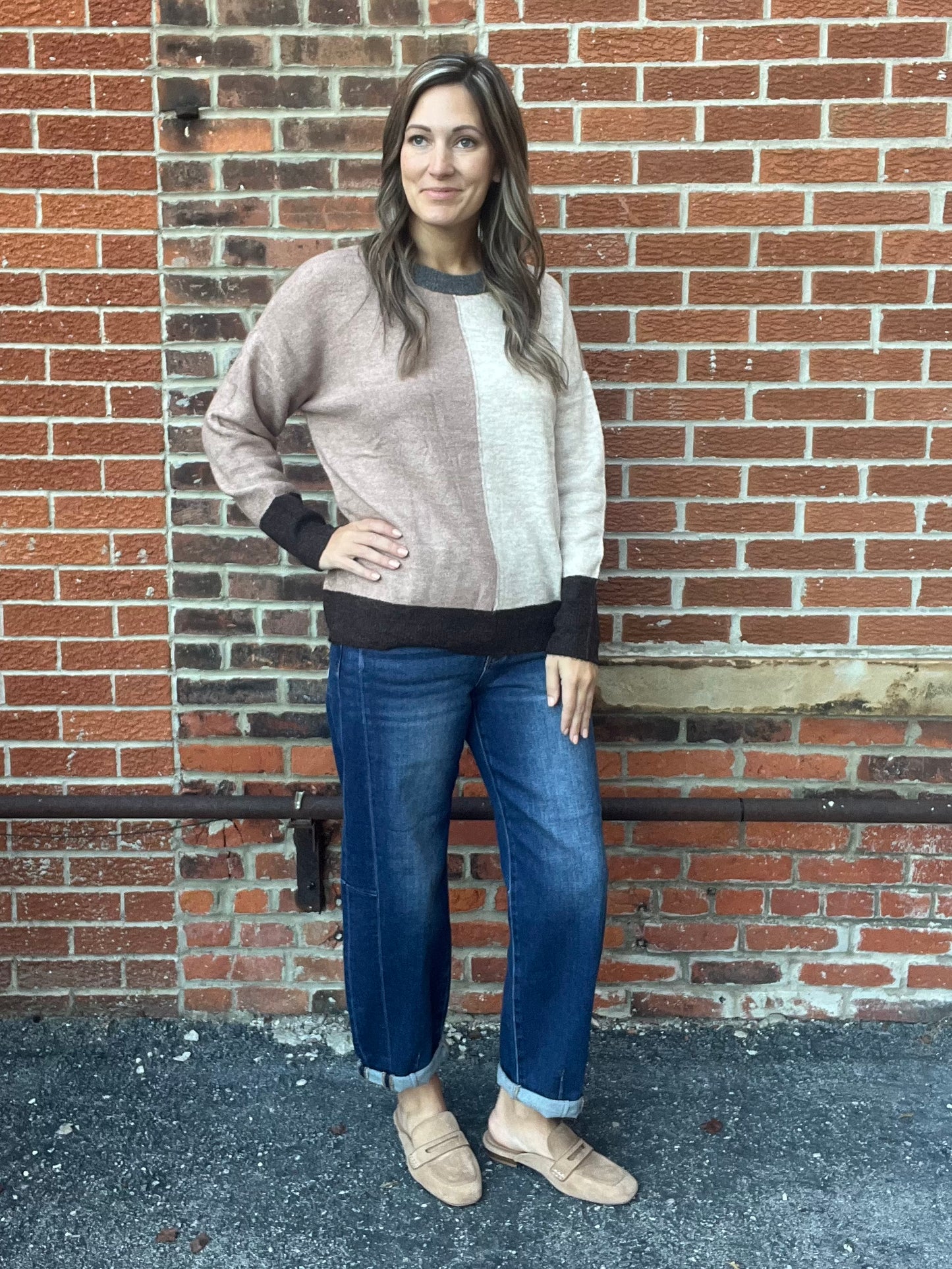 The Marlowe ColorBlock Long Sleeve Knit Sweater