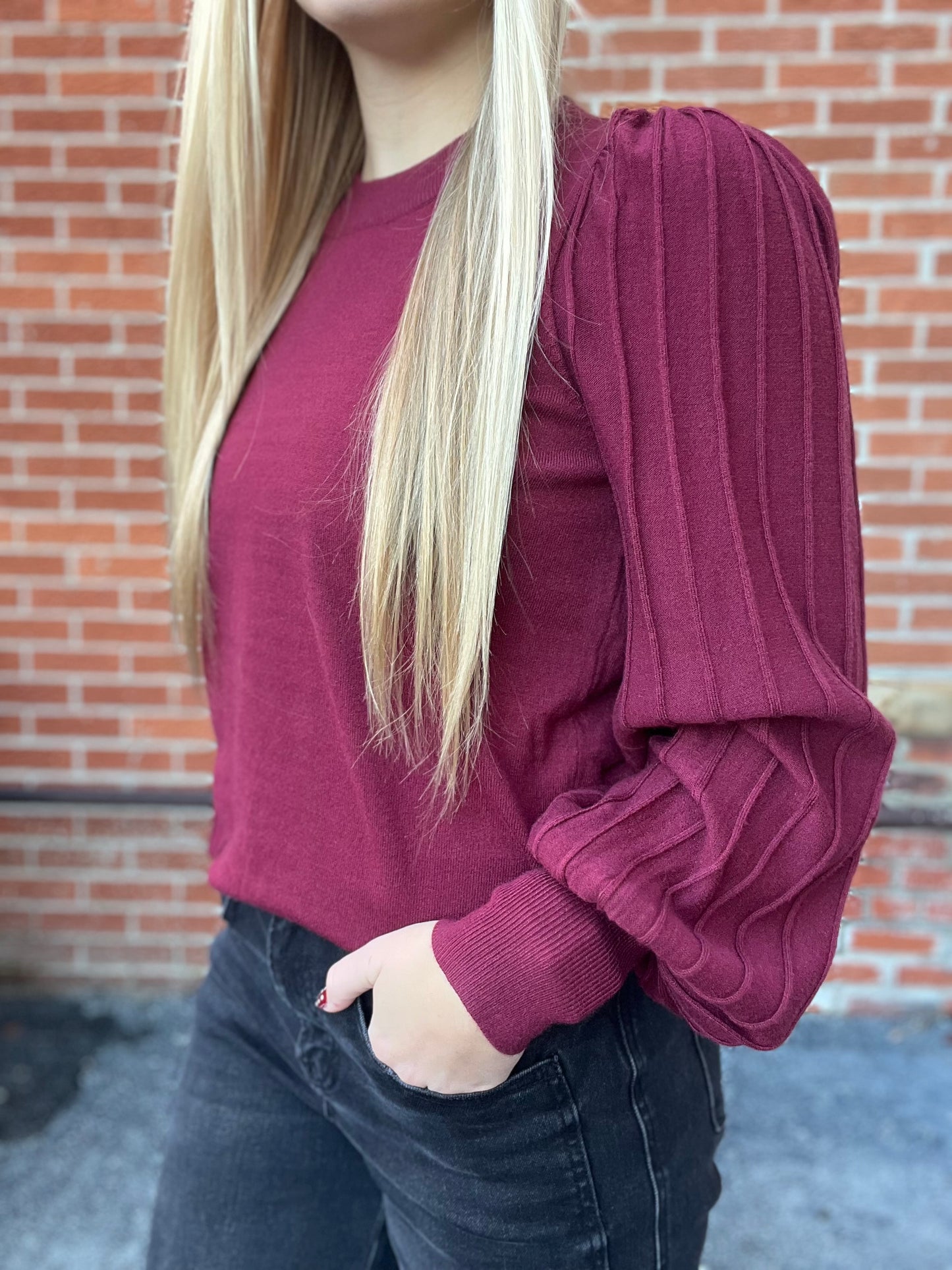 The Malia Holiday Bubble Sleeve Sweater