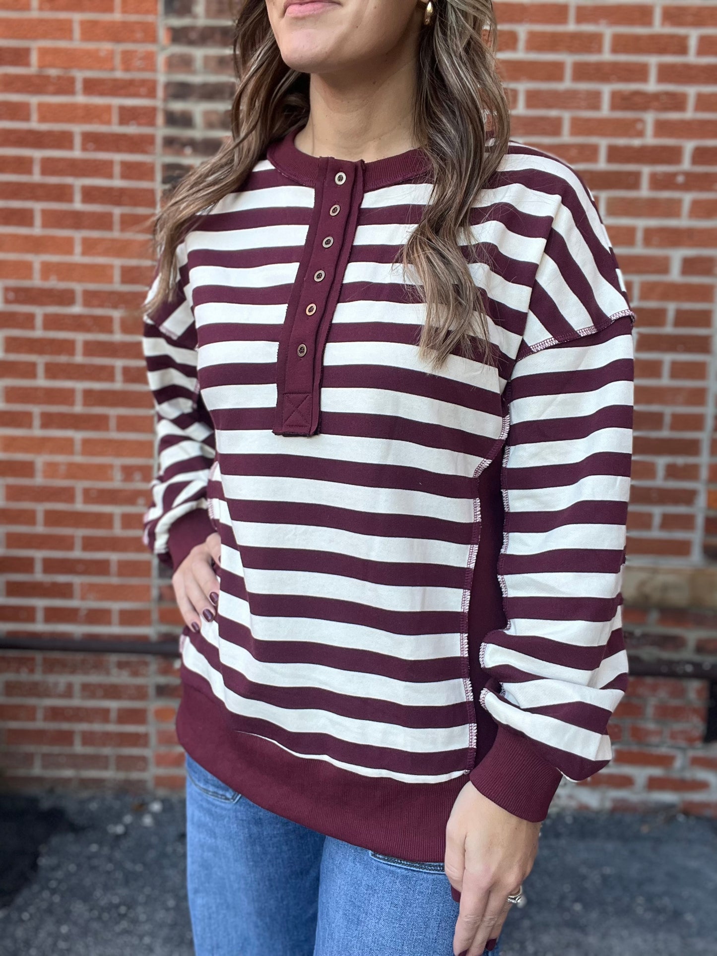 The Margot Long Sleeve Striped Color Block Top