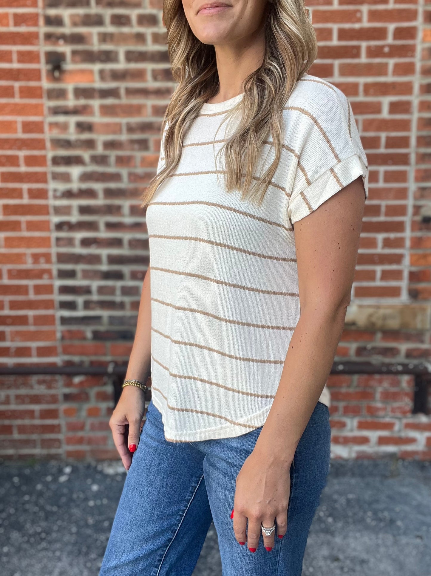 The Remmy Stripe Short Sleeve Knit
