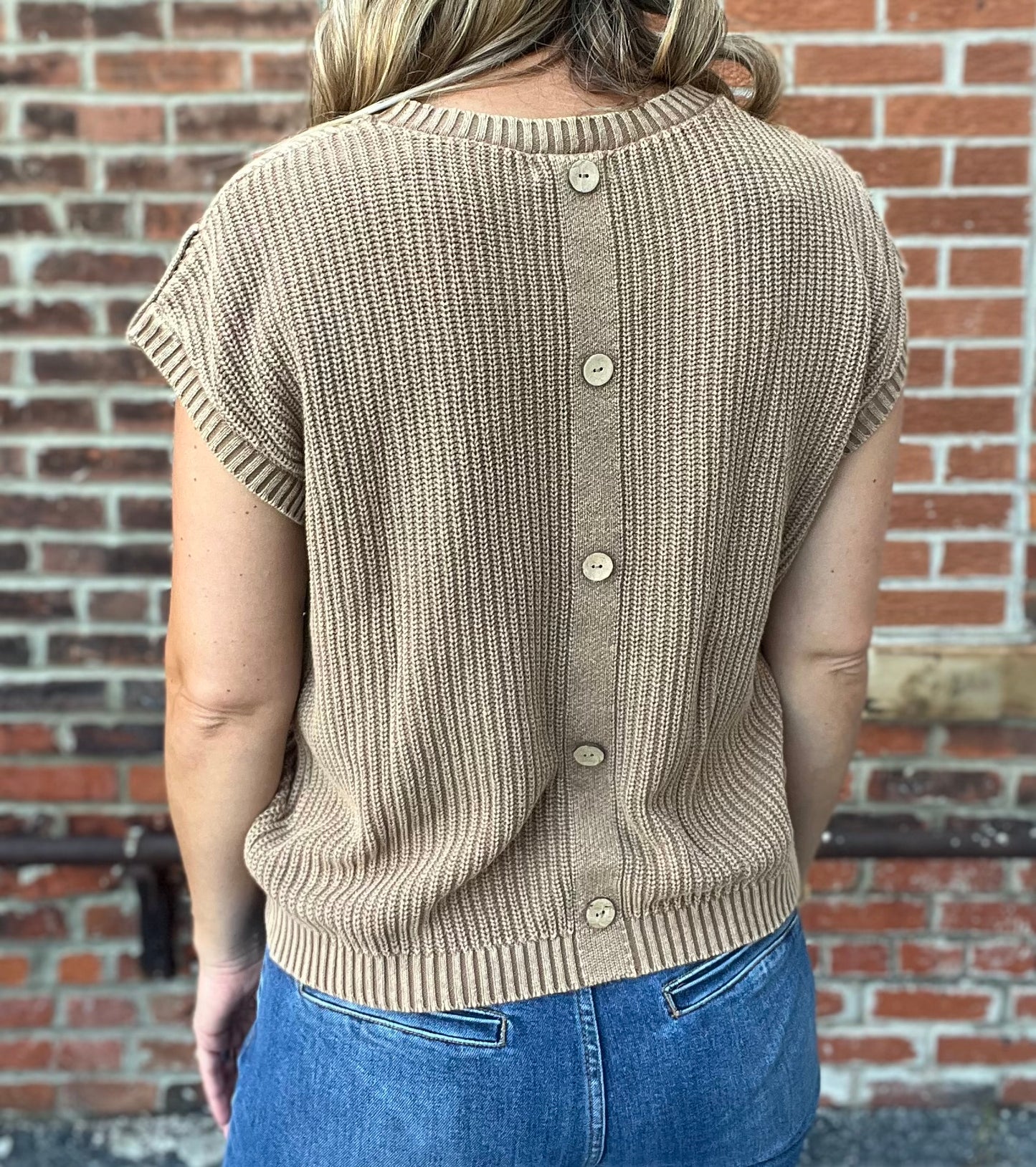 The Aura Short Sleeve Mocha Sweater