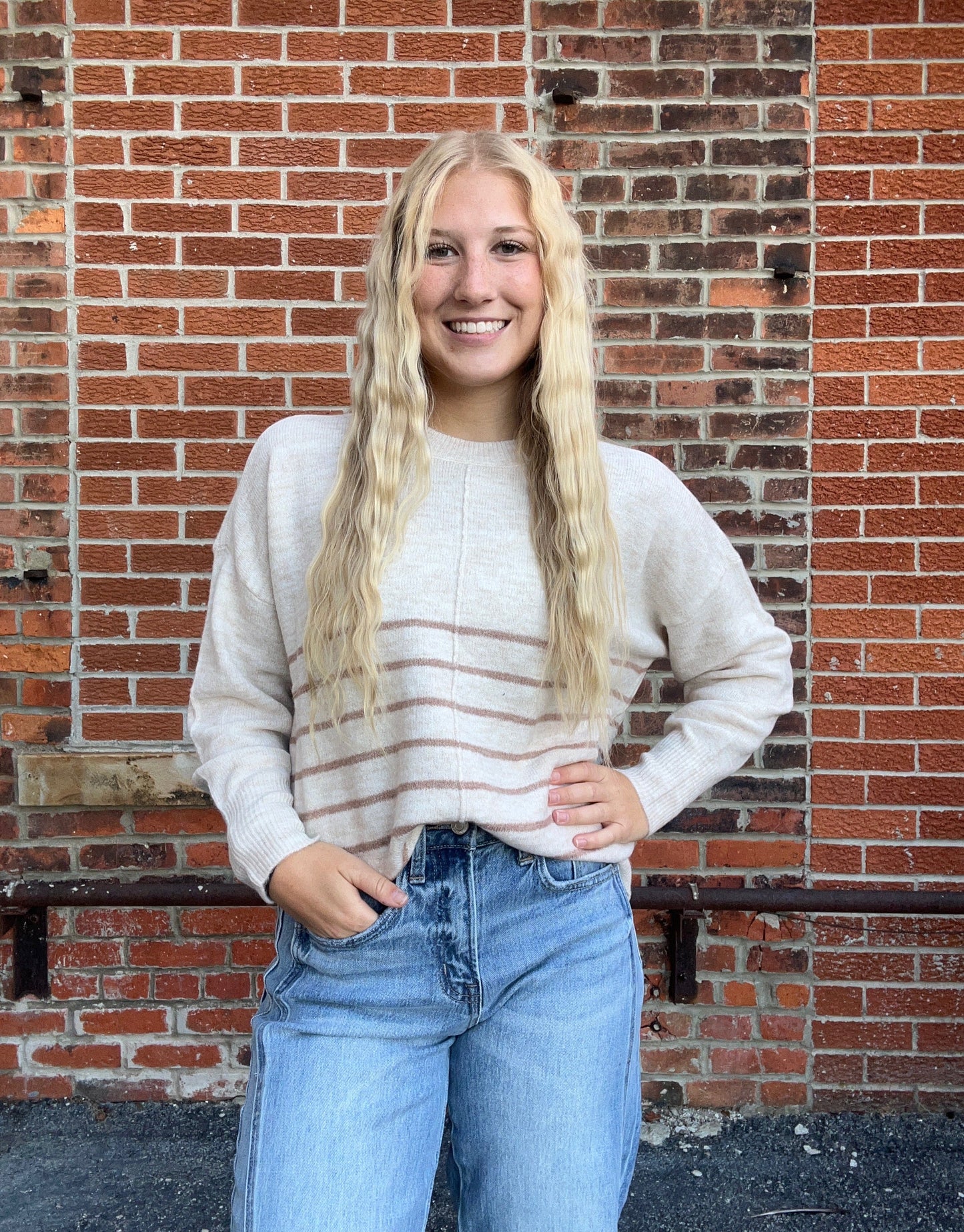 The Sloane Striped Front Seam Sweater
