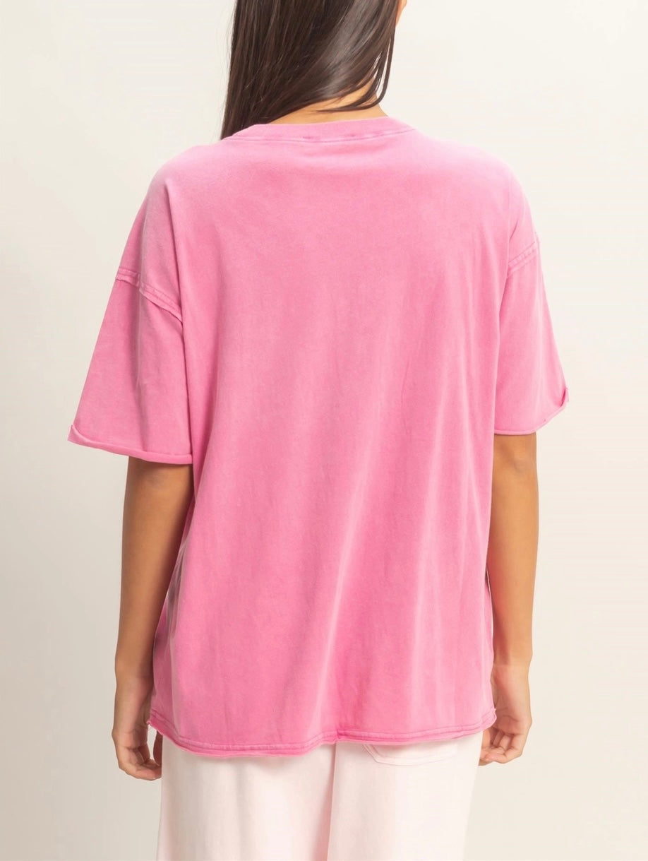The Blyth Fuchsia Basic Washed Tee