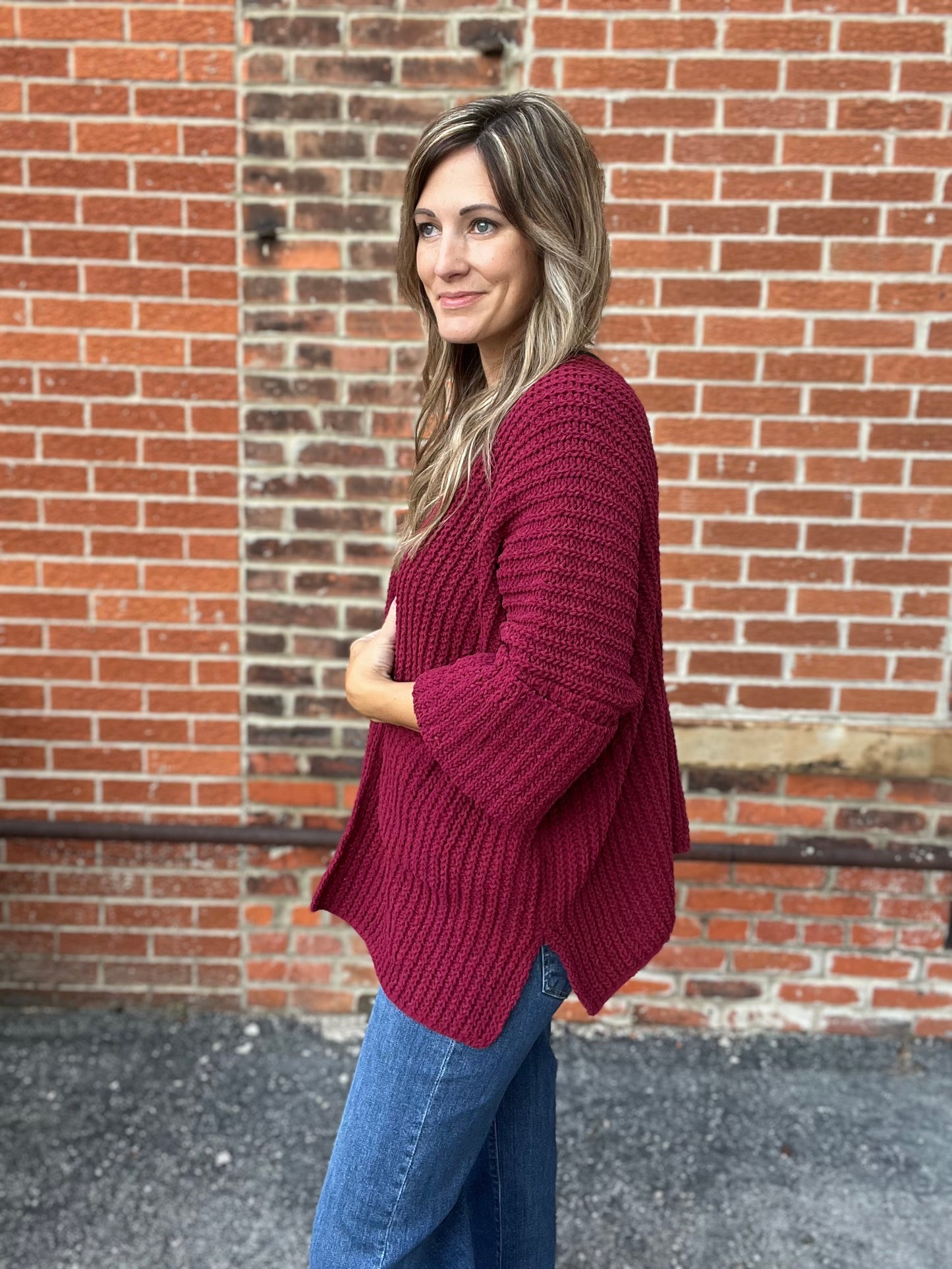 The Omi Wine Oversized Knitted Cardigan