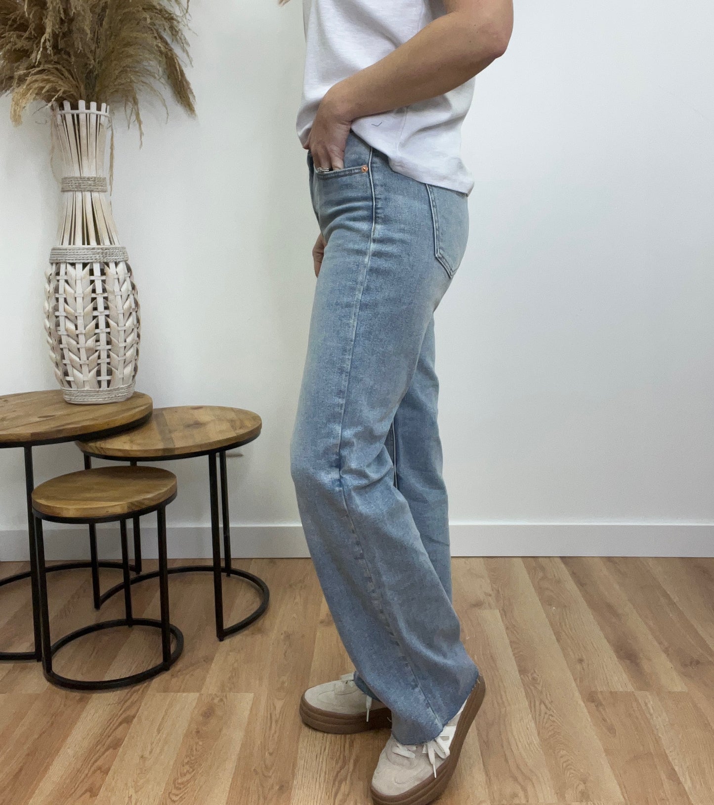 The Kaleb High Rise Wide Straight Leg Jeans