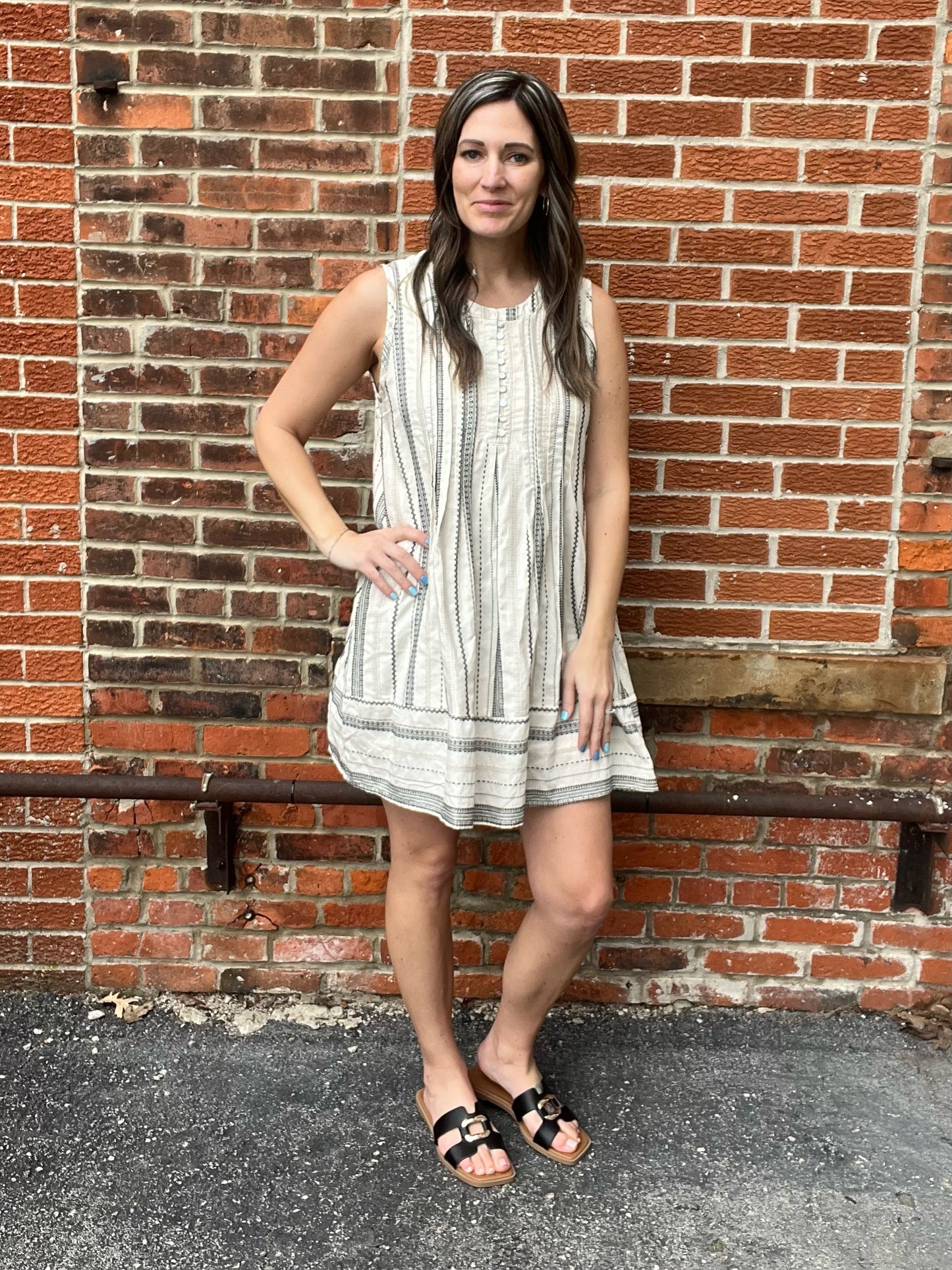 The Maeve Striped Pintucker Detailed Dress