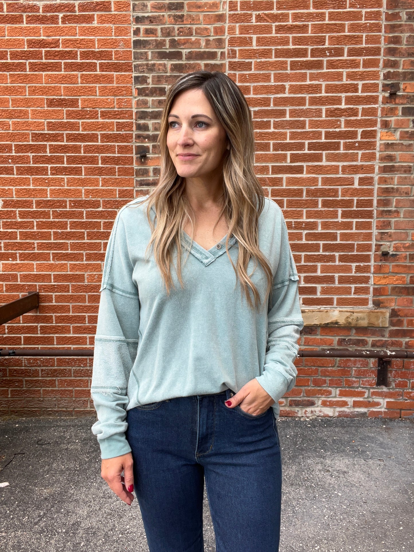 The Harlem Textured Long Sleeve Top