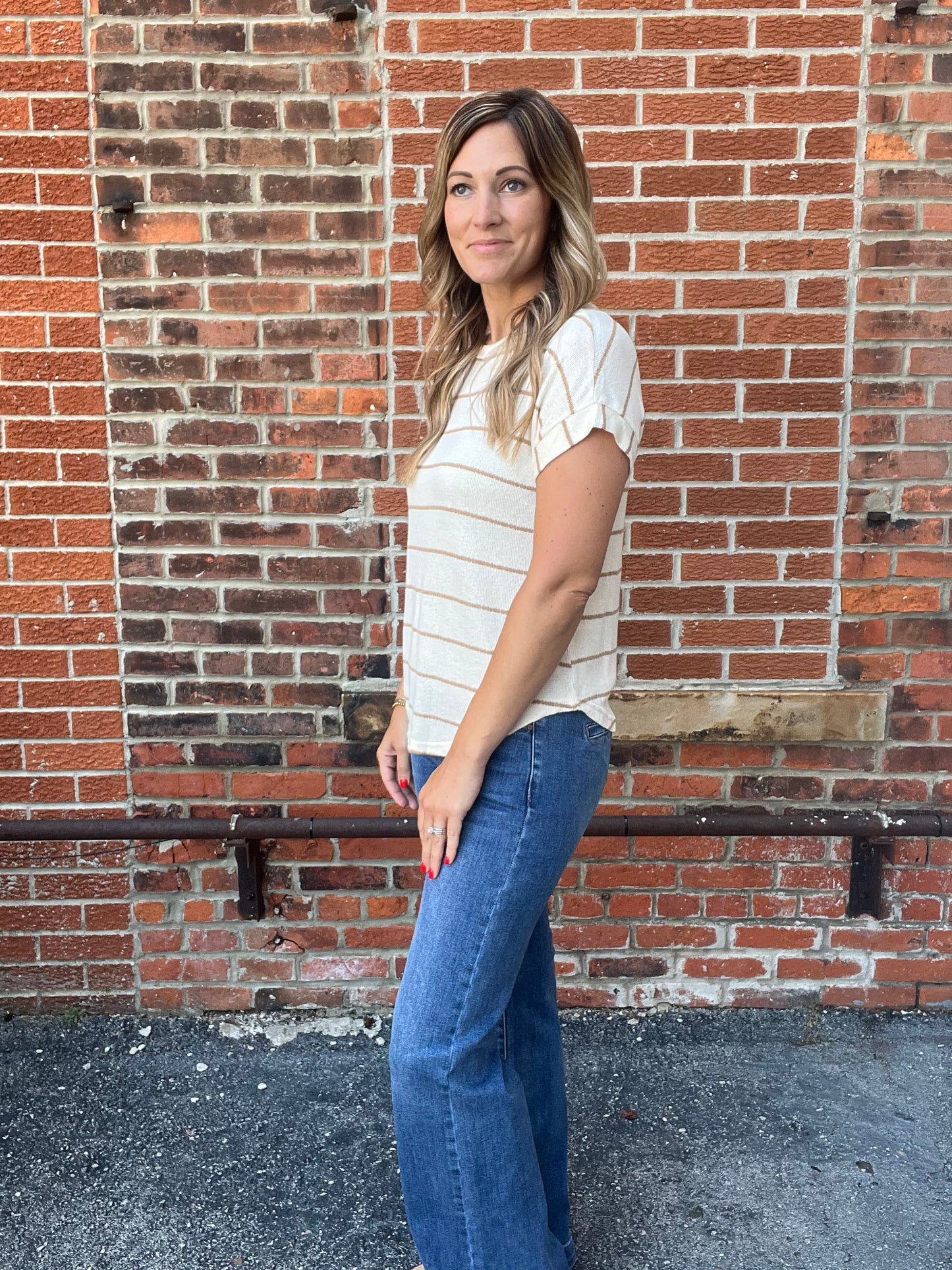 The Remmy Stripe Short Sleeve Knit