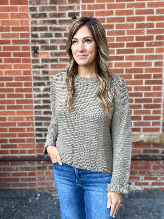 The Reign Olive Chunky Knit Sweater