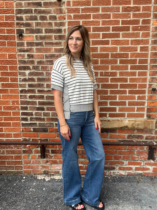 The Sorrel Striped Color Block Oversized Top