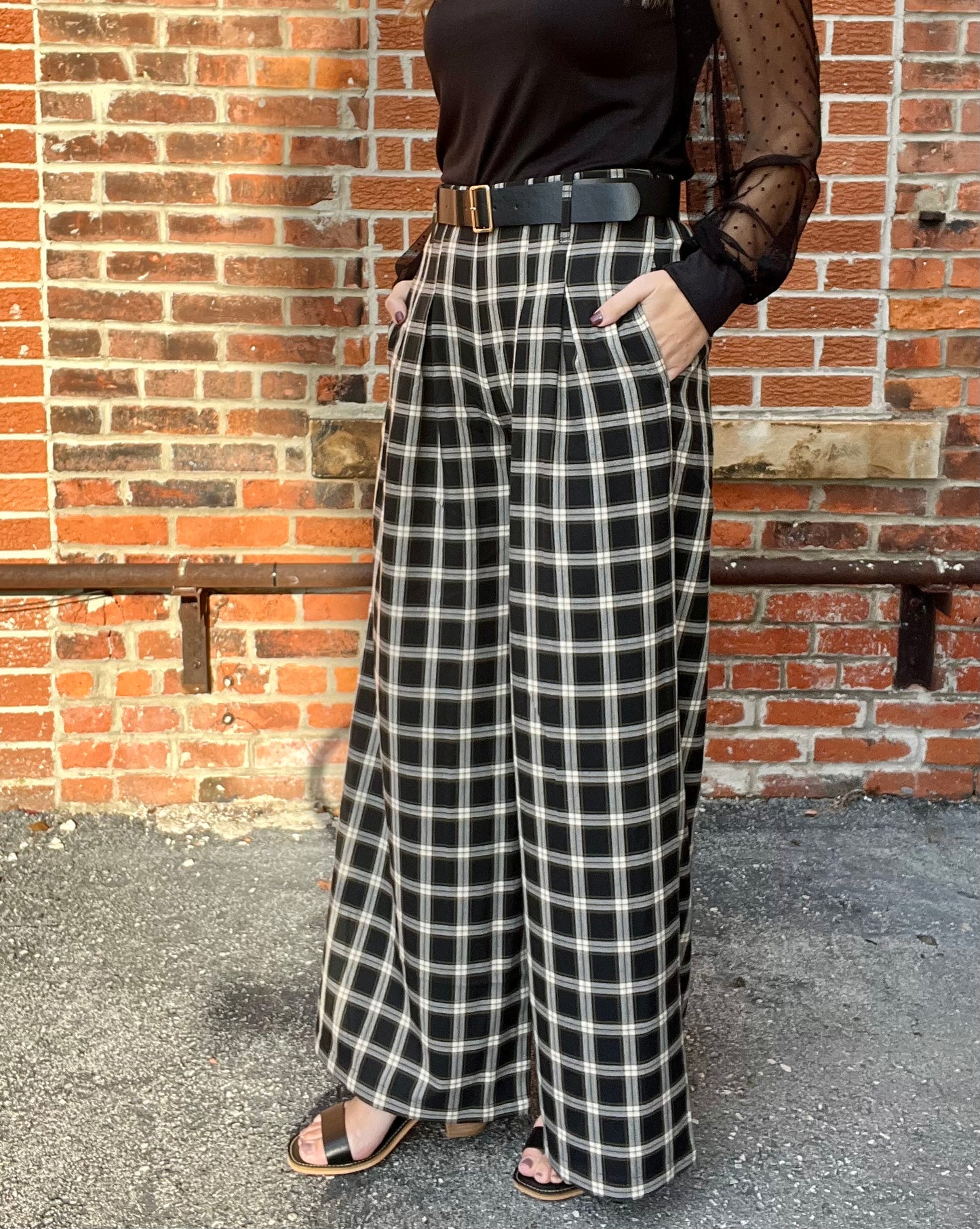 The Bauleigh Wide Leg Plaid Pants
