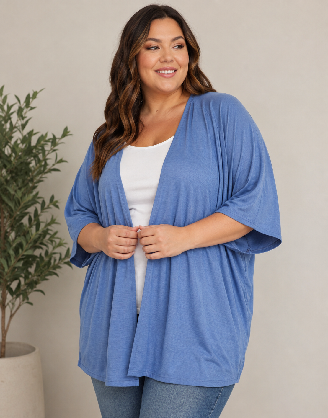 The Kehlani Curvy Solid Kimono