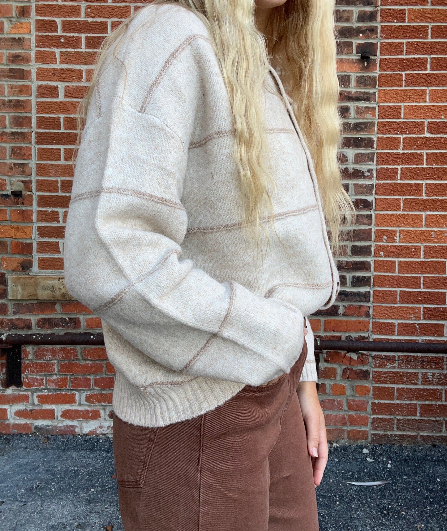 The Andi Oatmeal Stripe Button Down Cardigan