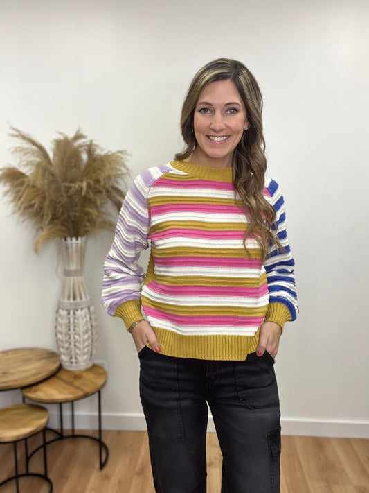 The Amara Color Block Stripe Sweater
