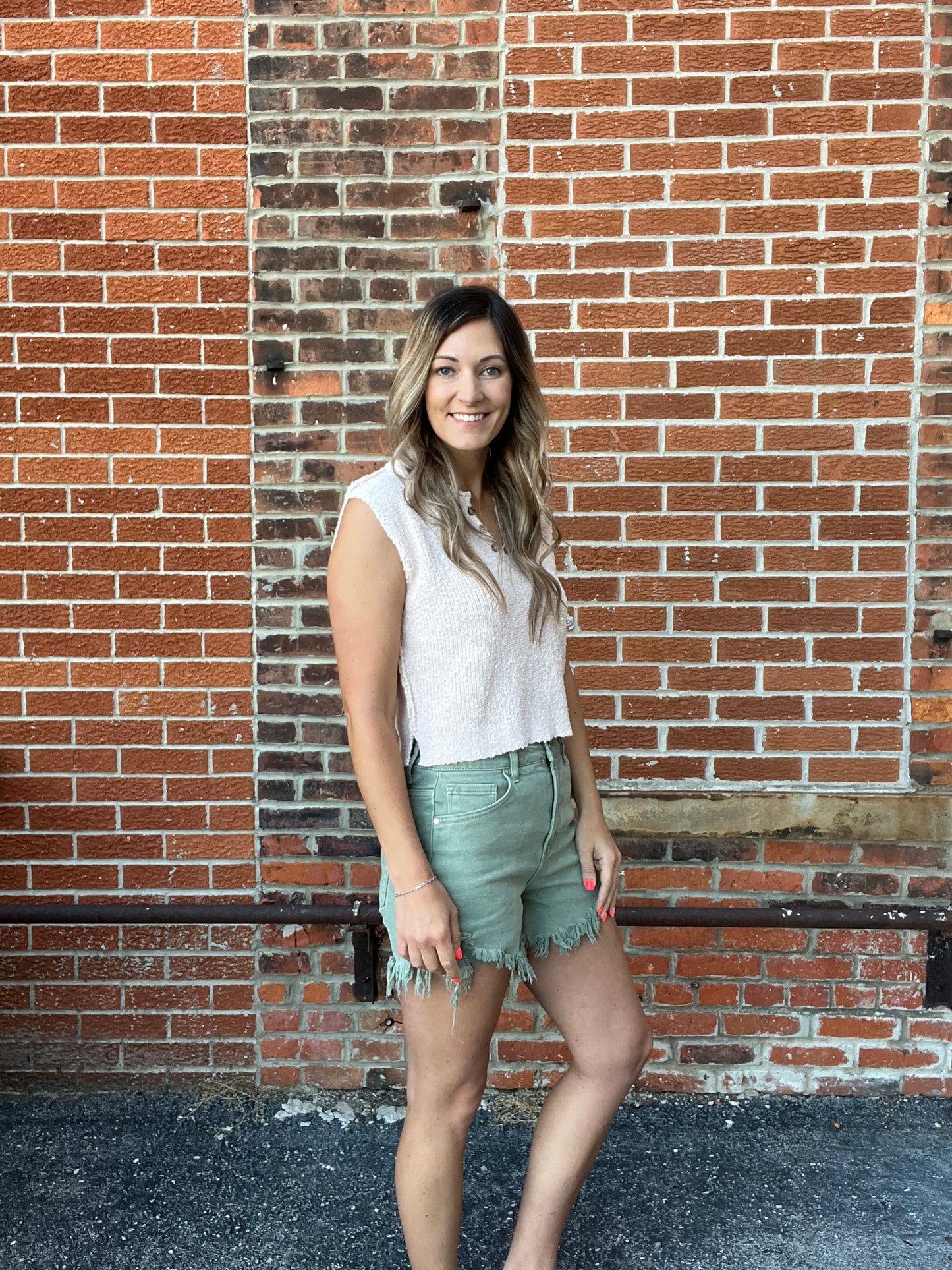The Cher Olive Denim Shorts