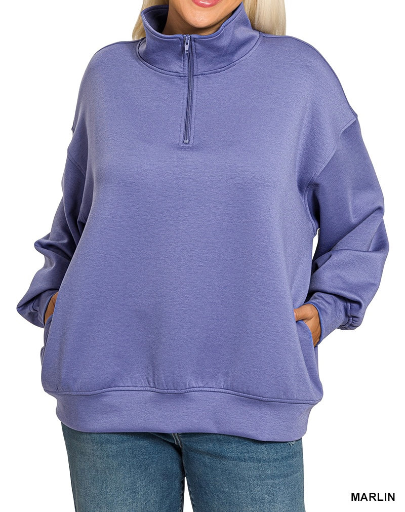 The Silvia Curvy Quarter Zip Pullover