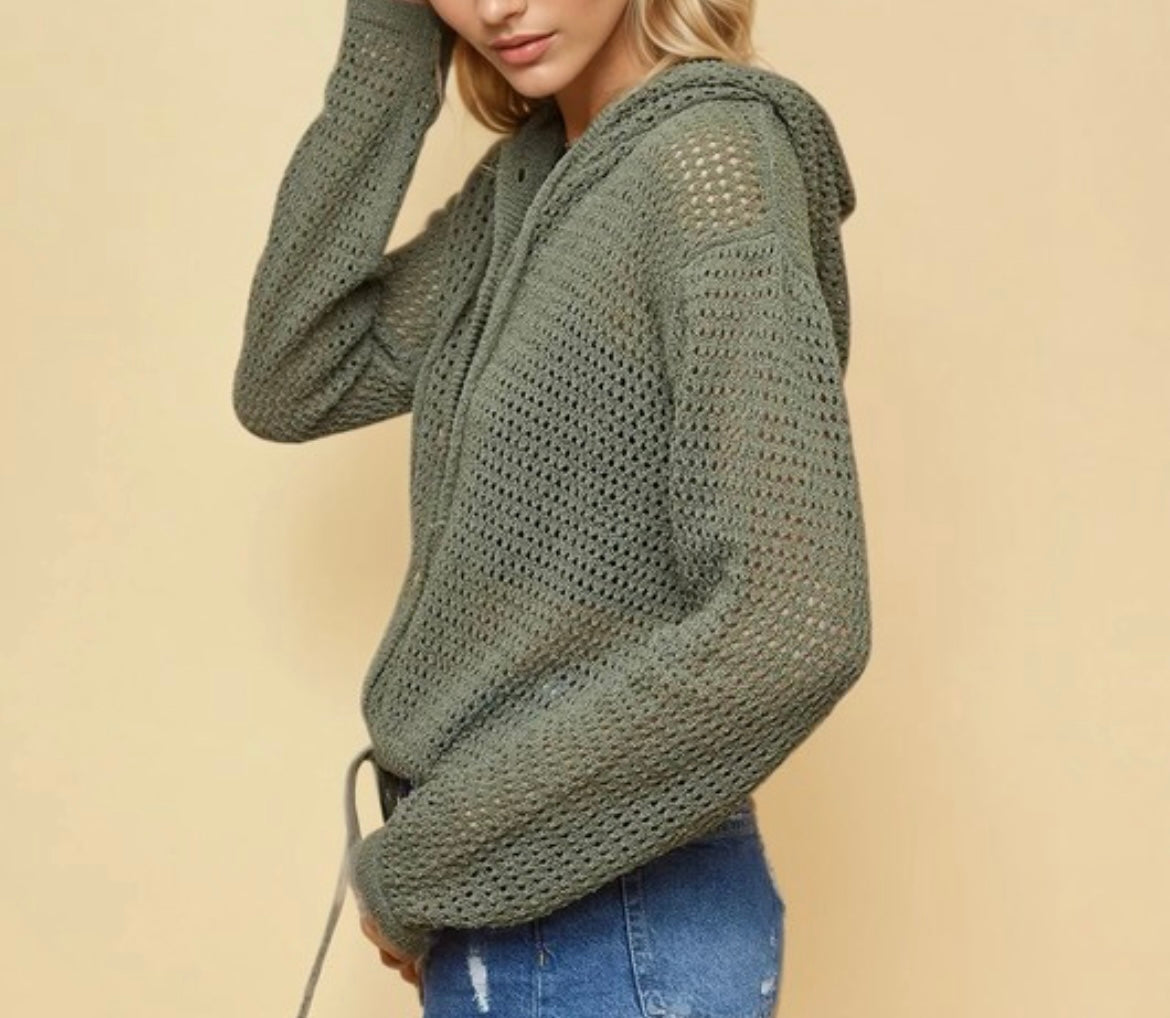 The Rolan Loose Knit Hooded Cardigan