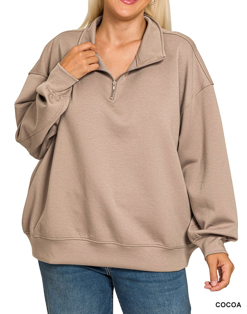 The Silvia Curvy Quarter Zip Pullover