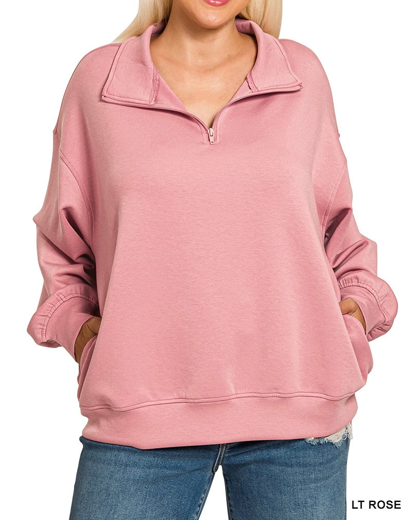 The Silvia Curvy Quarter Zip Pullover