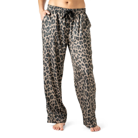 Hello Mello Leopard Satin Pajama Pants