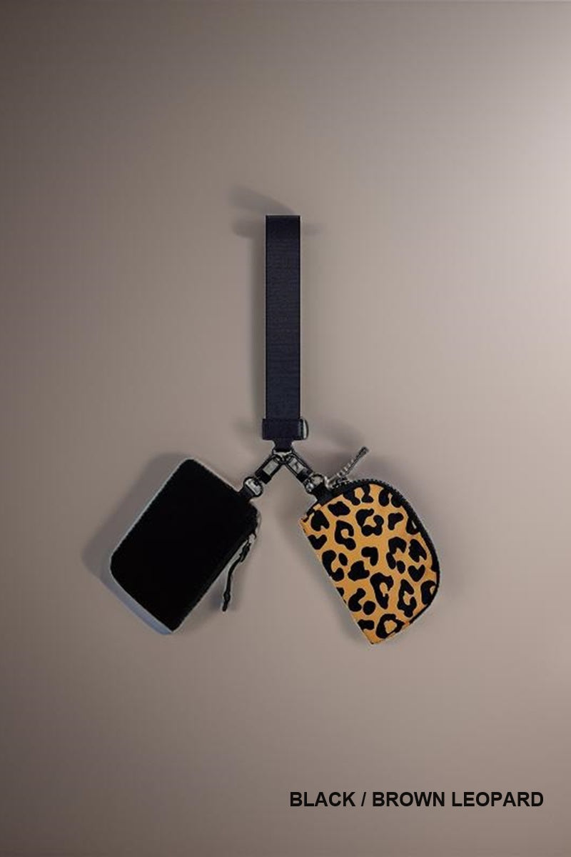 Dual Pouch Wristlet Keychain Wallet
