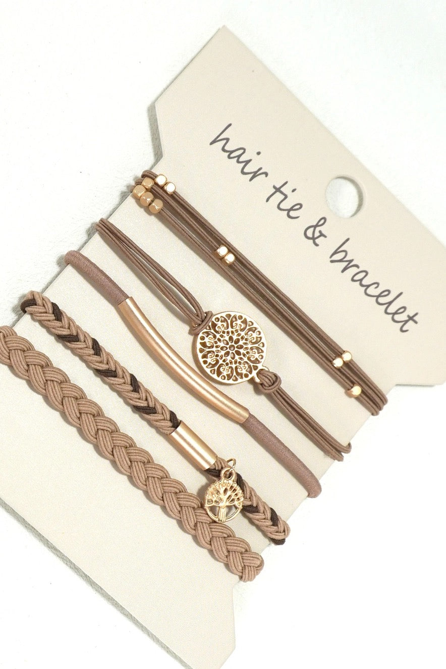 Boho Dual Function Knit Bracelet Hair Ties