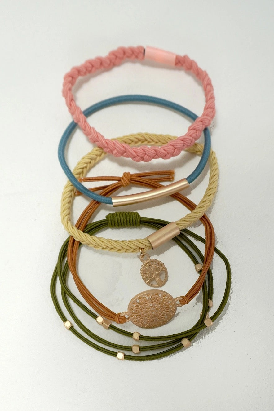 Boho Dual Function Knit Bracelet Hair Ties