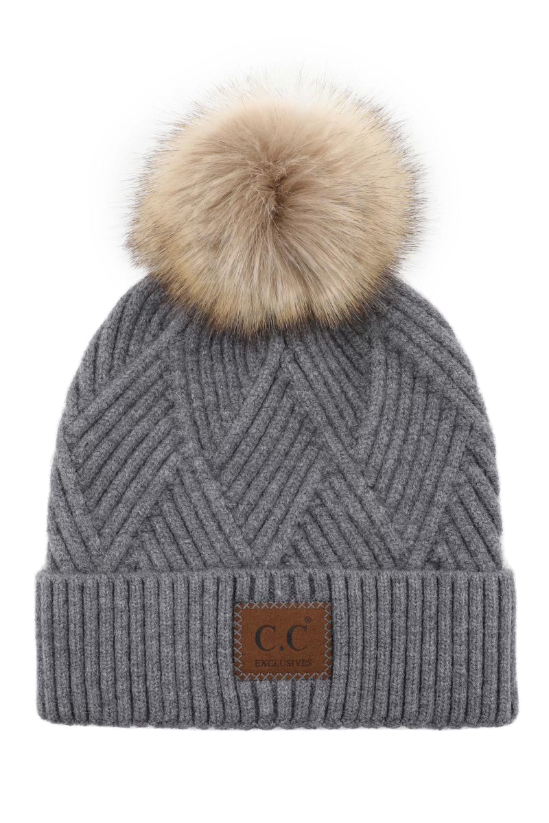 CC Criss Cross Suede Patch Beanie