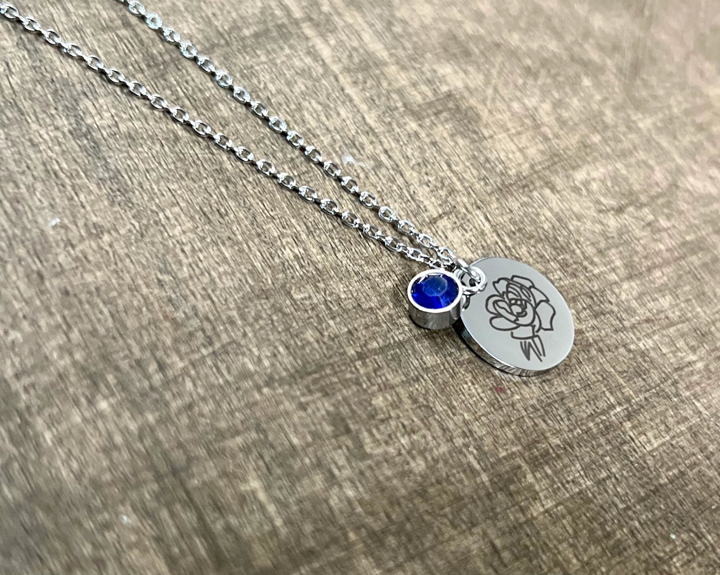 Stainless Steel Birth Flower Necklace