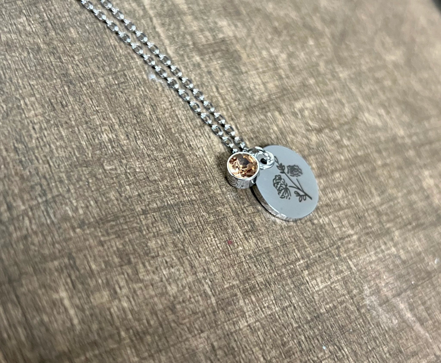 Stainless Steel Birth Flower Necklace