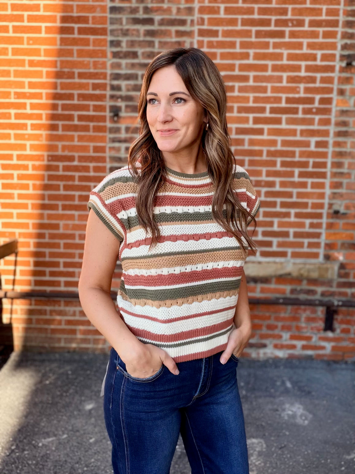 The Roree Textured Striped Sweater Vest