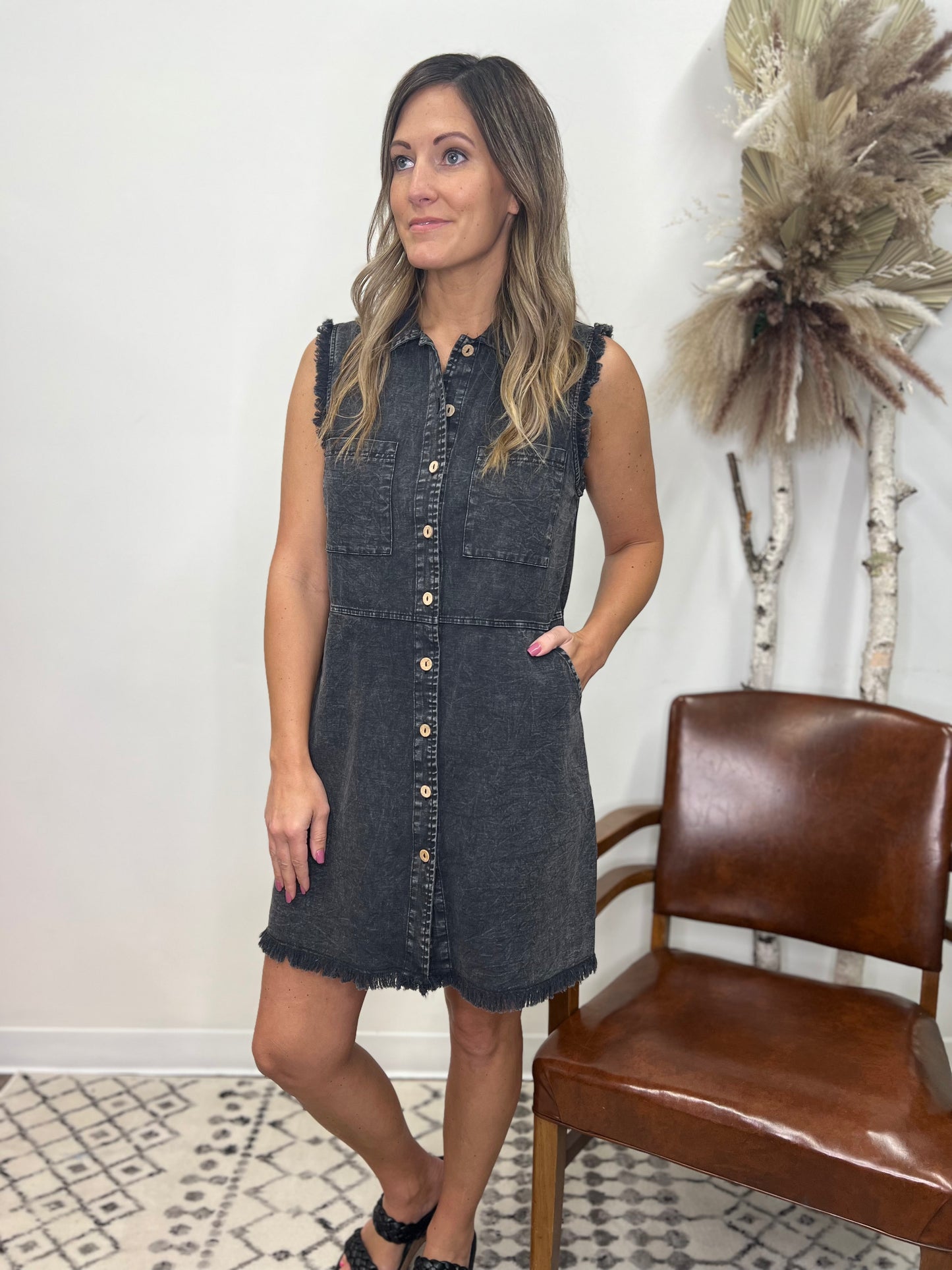 The Amara Dark Denim Dress