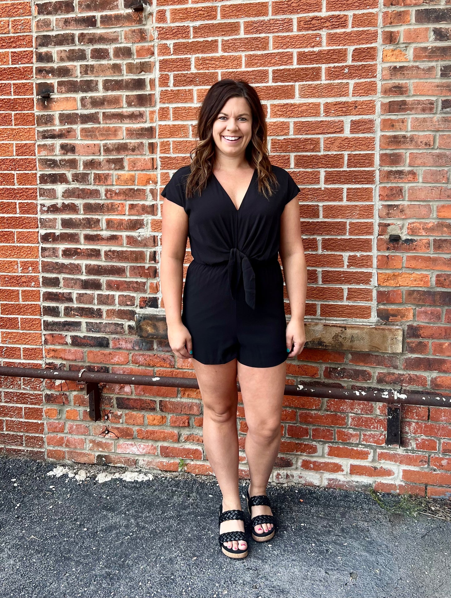The Abbie Tie Front Romper