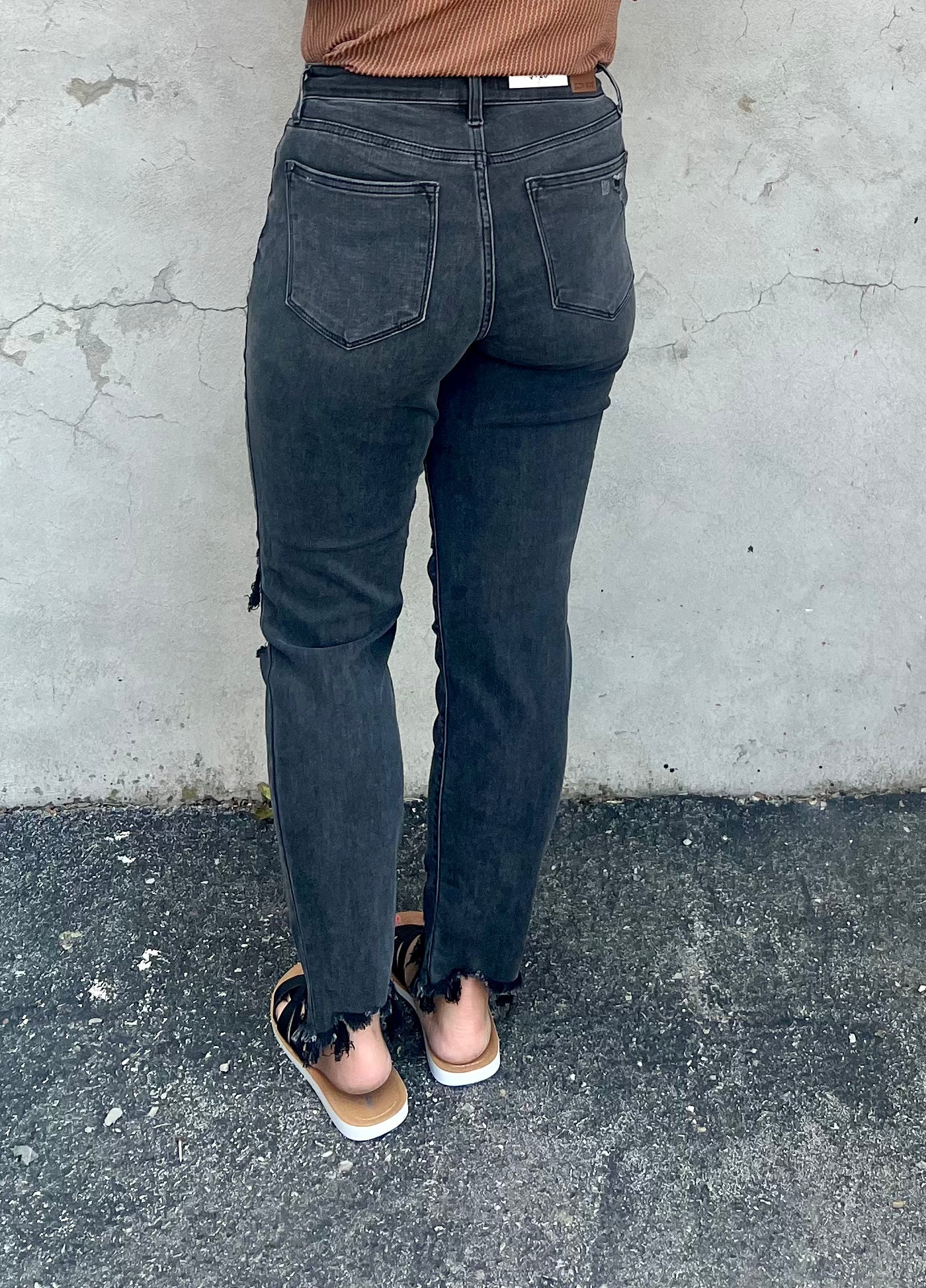 Black Washed Out Judy Blue Boyfriend Denim